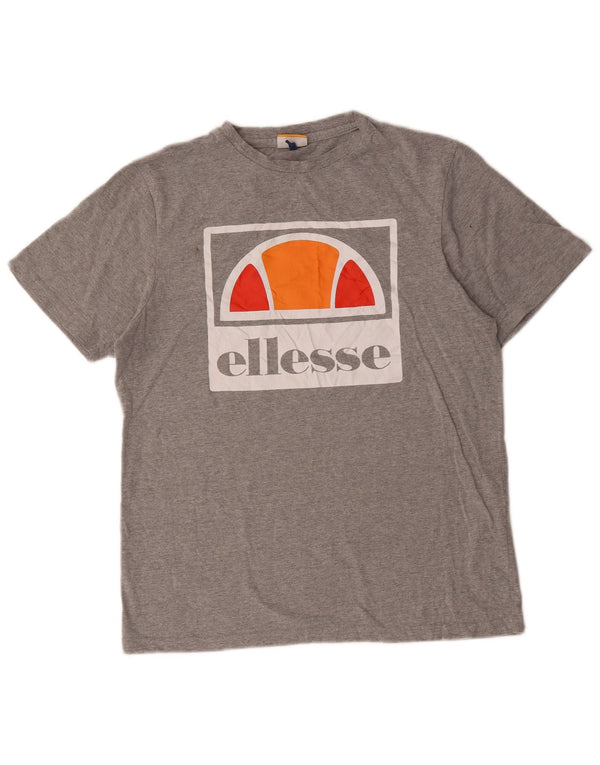 Ellesse Camiseta masculina gráfica Top algodão cinza médio