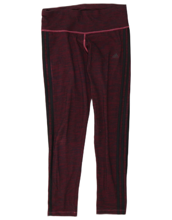 Adidas Womens Climalite Leggings UK 12/14 Médio Roxo Flecked Algodão