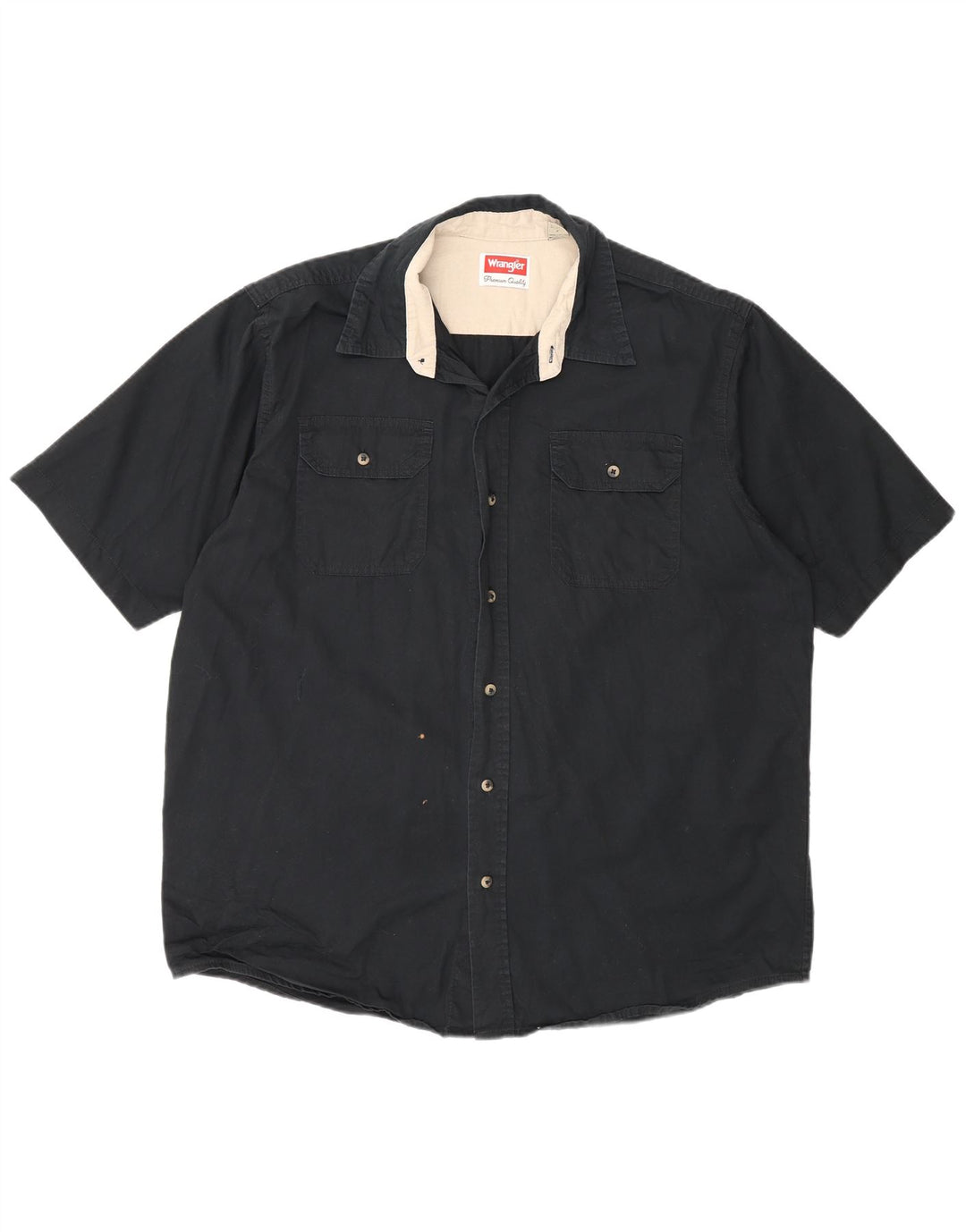Wrangler Camisa masculina de manga curta grande algodão preto