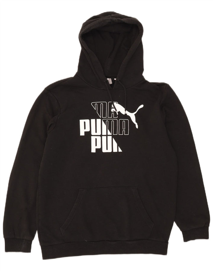 Puma masculino gráfico moletom com capuz médio algodão preto