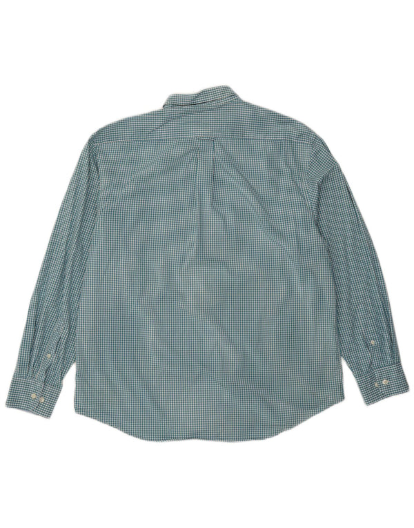 Camisa masculina Izod grande algodão guingão azul