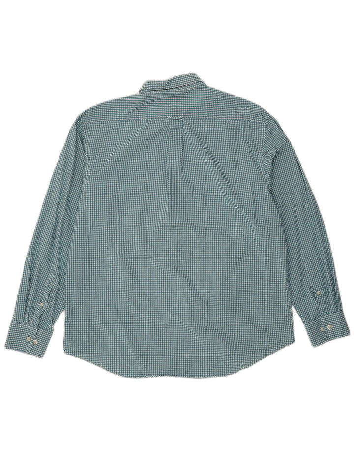 Camisa masculina Izod grande algodão guingão azul