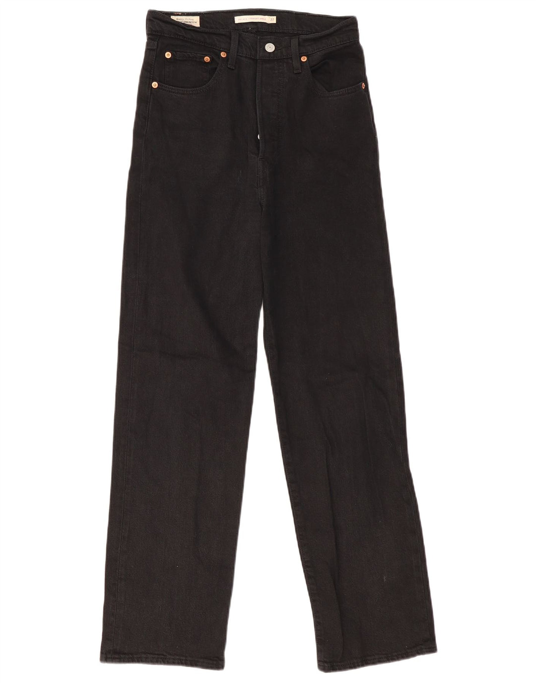 Jeans feminino Levi's Ribcage Straight W27 L29 algodão preto