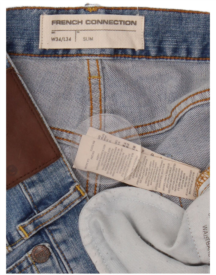 FRENCH CONNECTION Mens Jeans Slim W34 L34 Azul Algodão