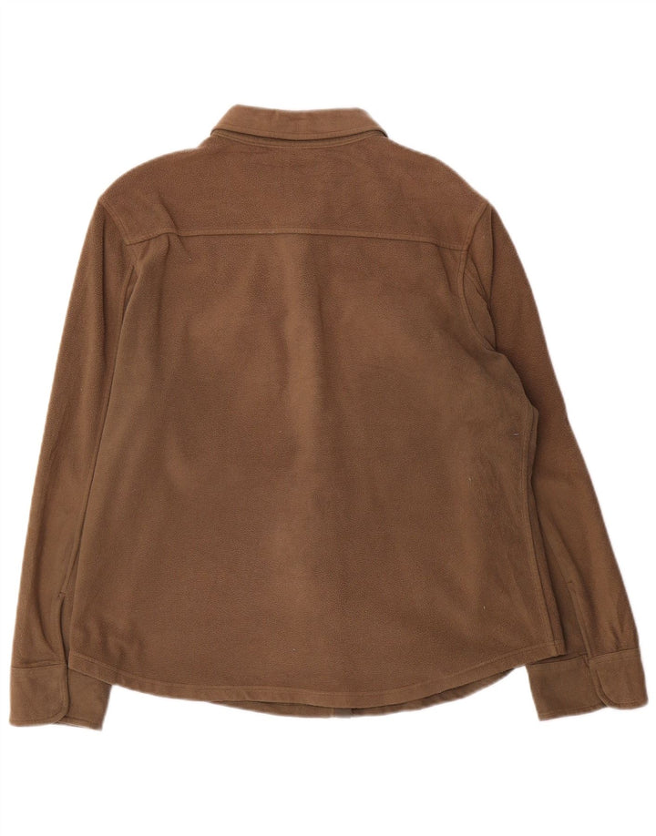 Camisa de lã feminina Marks & Spencer Reino Unido 14 grande poliéster bege