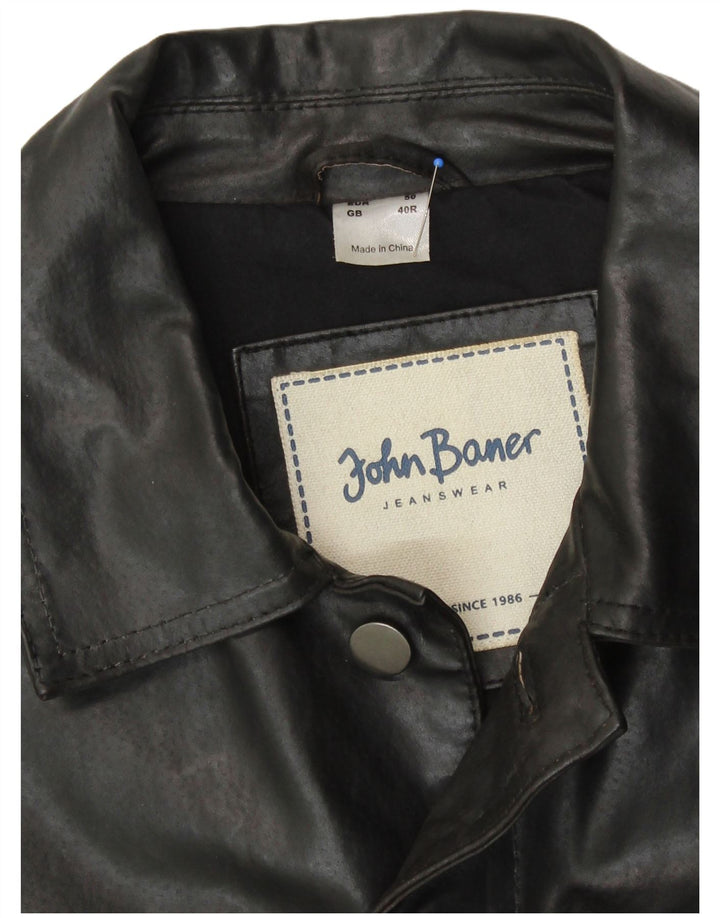 Jaqueta masculina de couro bomber John Baner Reino Unido 40 couro preto pequeno