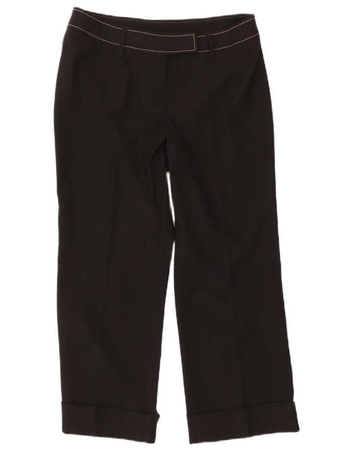 Calça cortada feminina Gianfranco Ferre IT 40 pequena W26 L24 preta