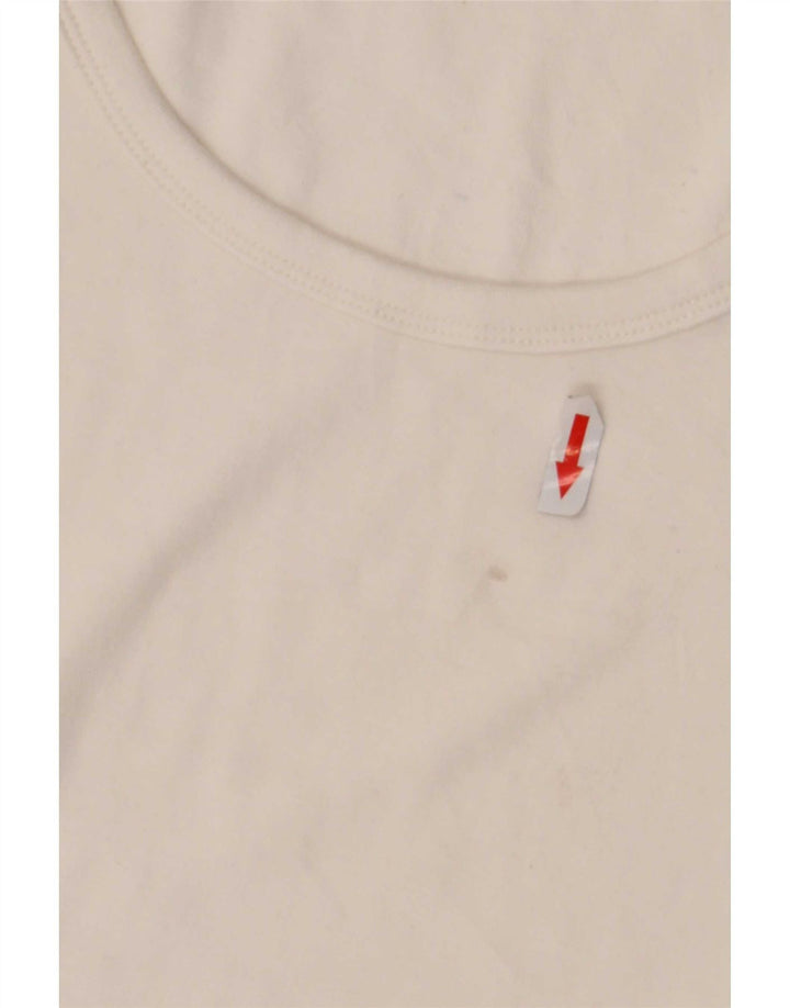 Zara Womens Crop Top Manga Longa Reino Unido 12 Médio Algodão Branco