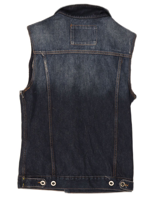 Zara Mens Denim Gilet UK 36 Pequeno Algodão Azul Marinho