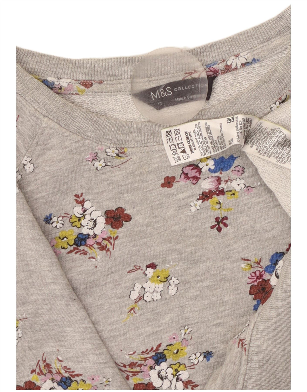 Suéter feminino MARKS & SPENCER cropped UK 12 cinza médio floral