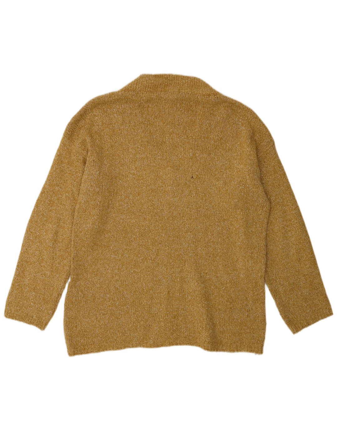 Suéter feminino Massimo Dutti com decote em V Reino Unido 10 pequeno amarelo manchado