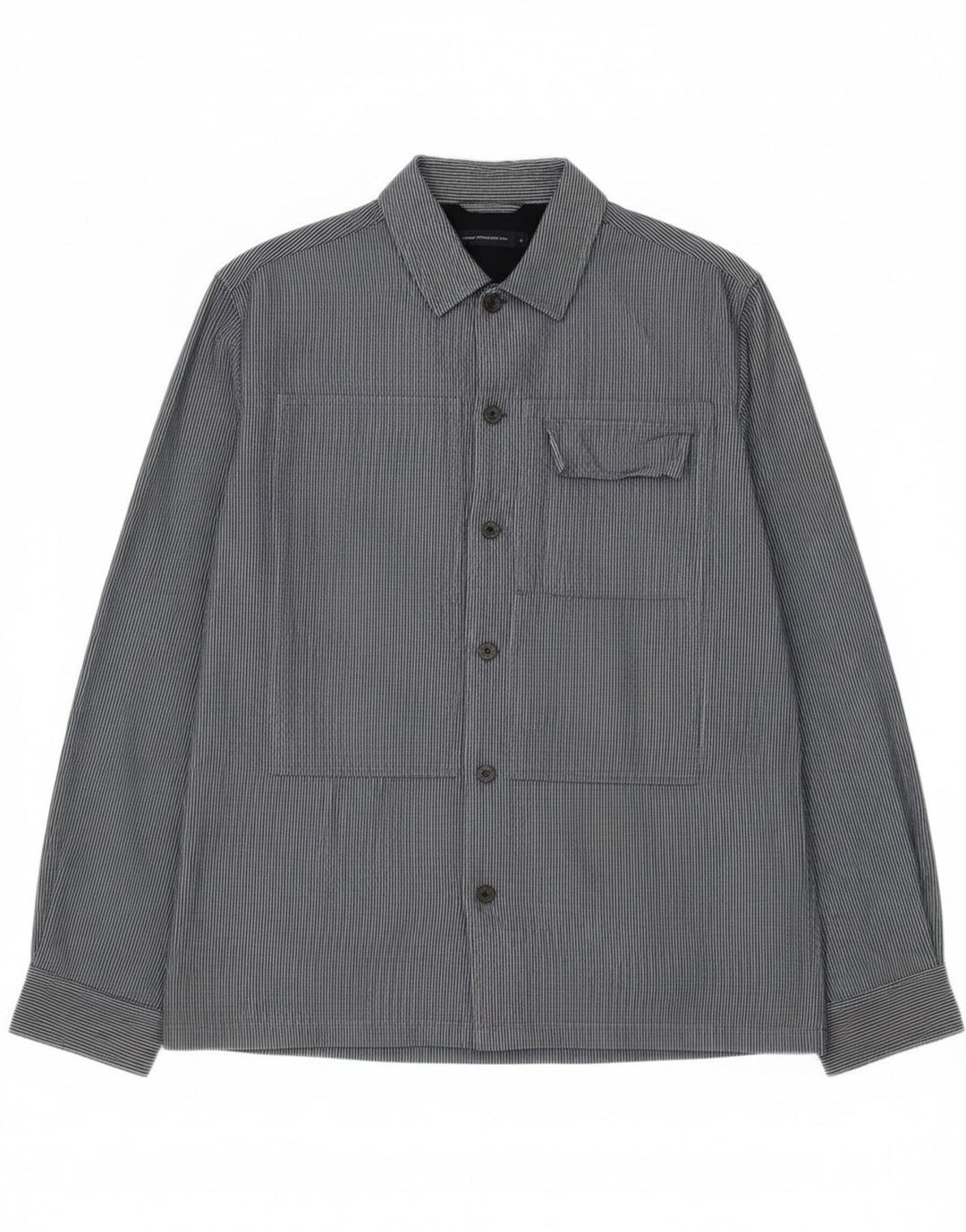 Camisa masculina French Connection pequena risca de giz azul marinho