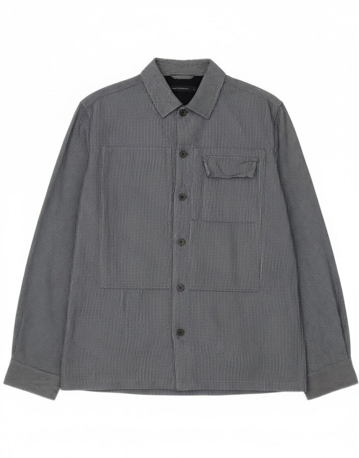 Camisa masculina French Connection pequena risca de giz azul marinho