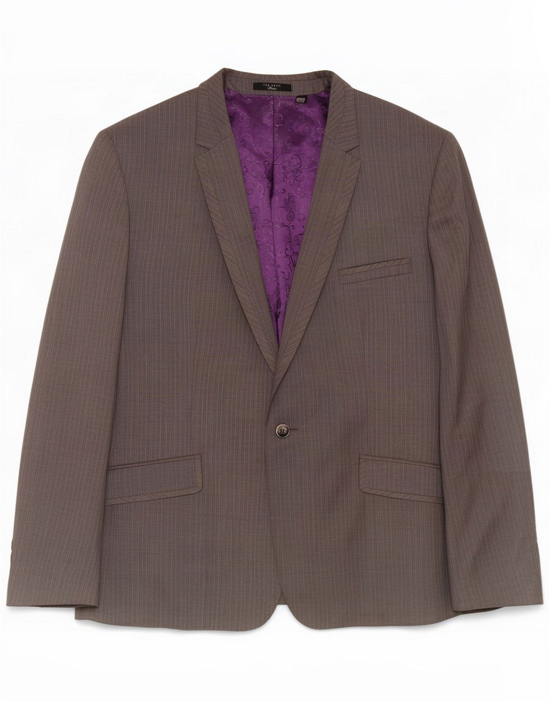 Ted Baker Jaqueta masculina de 1 botão Blazer UK 44 2XL Lã listrada cinza