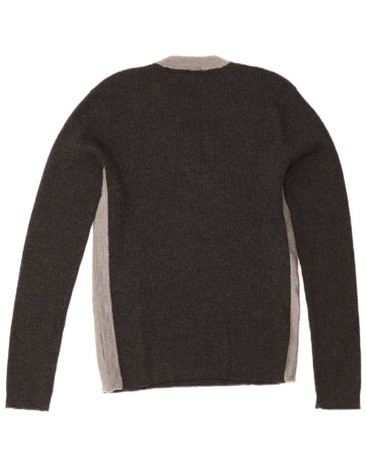 Suéter feminino Paul Smith com gola redonda e bloco colorido cinza médio UK 12