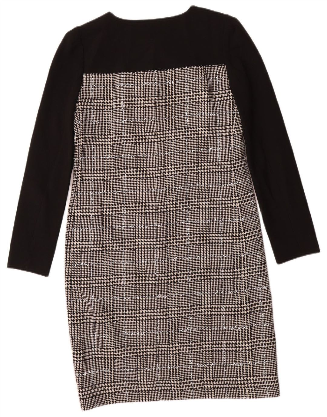 Vestido feminino JAEGER com bainha de manga comprida Reino Unido 8 pequeno preto de lã houndstooth