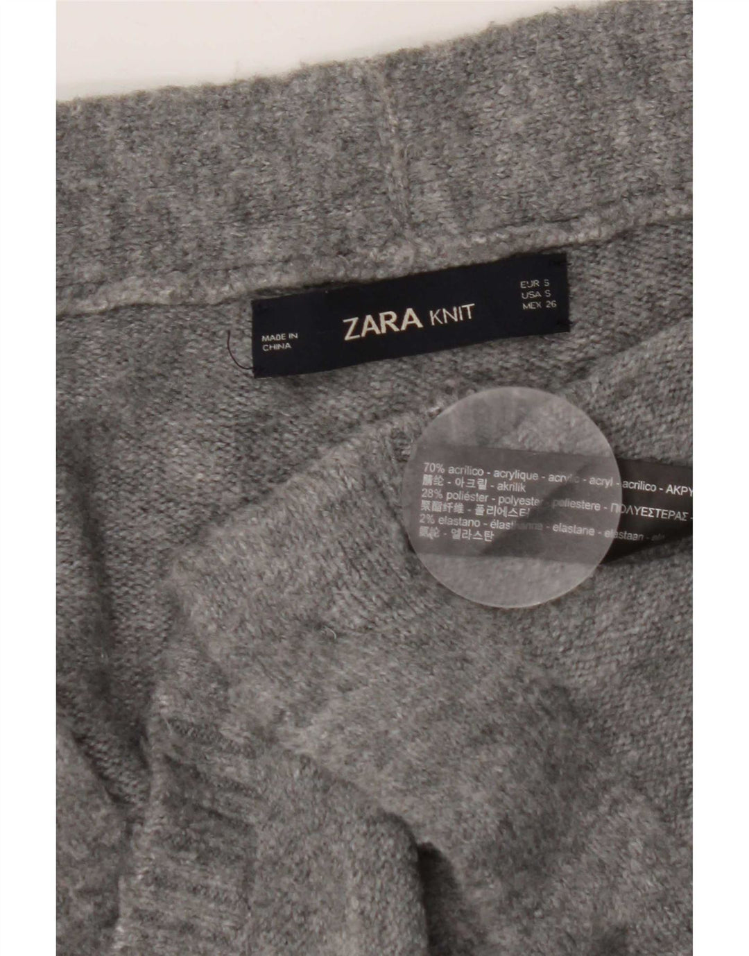 Zara Suéter Cardigan Oversized Feminino Reino Unido 10 Pequeno Acrílico Cinza