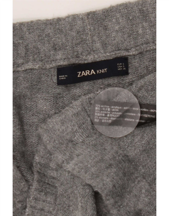 Zara Suéter Cardigan Oversized Feminino Reino Unido 10 Pequeno Acrílico Cinza