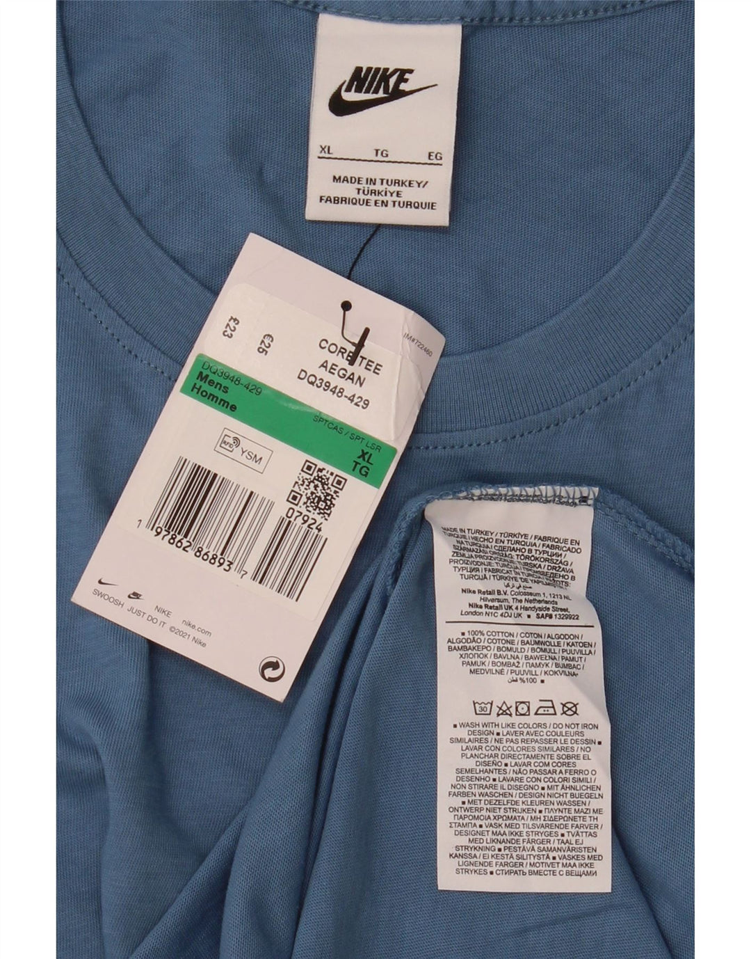 Camiseta masculina Nike Top XL algodão azul