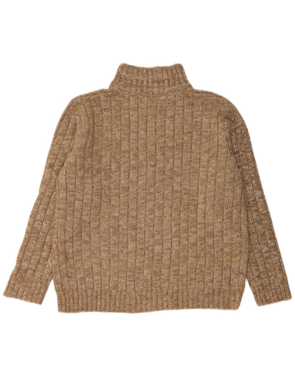 Suéter masculino Marks & Spencer com zíper e gola XL bege salpicado de acrílico