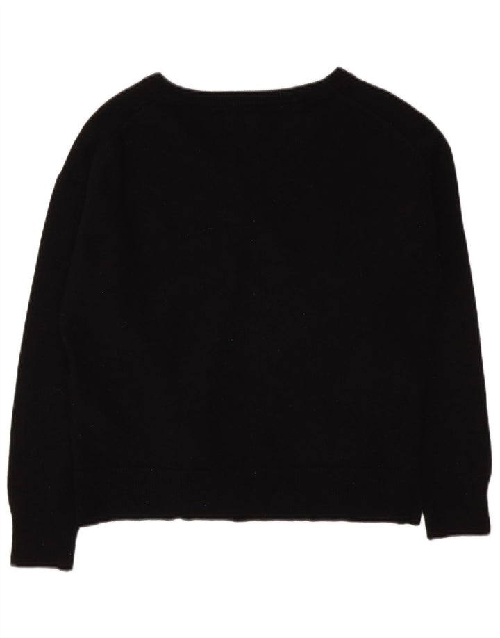 Suéter feminino Massimo Dutti com decote em V Reino Unido 14 lã preta média