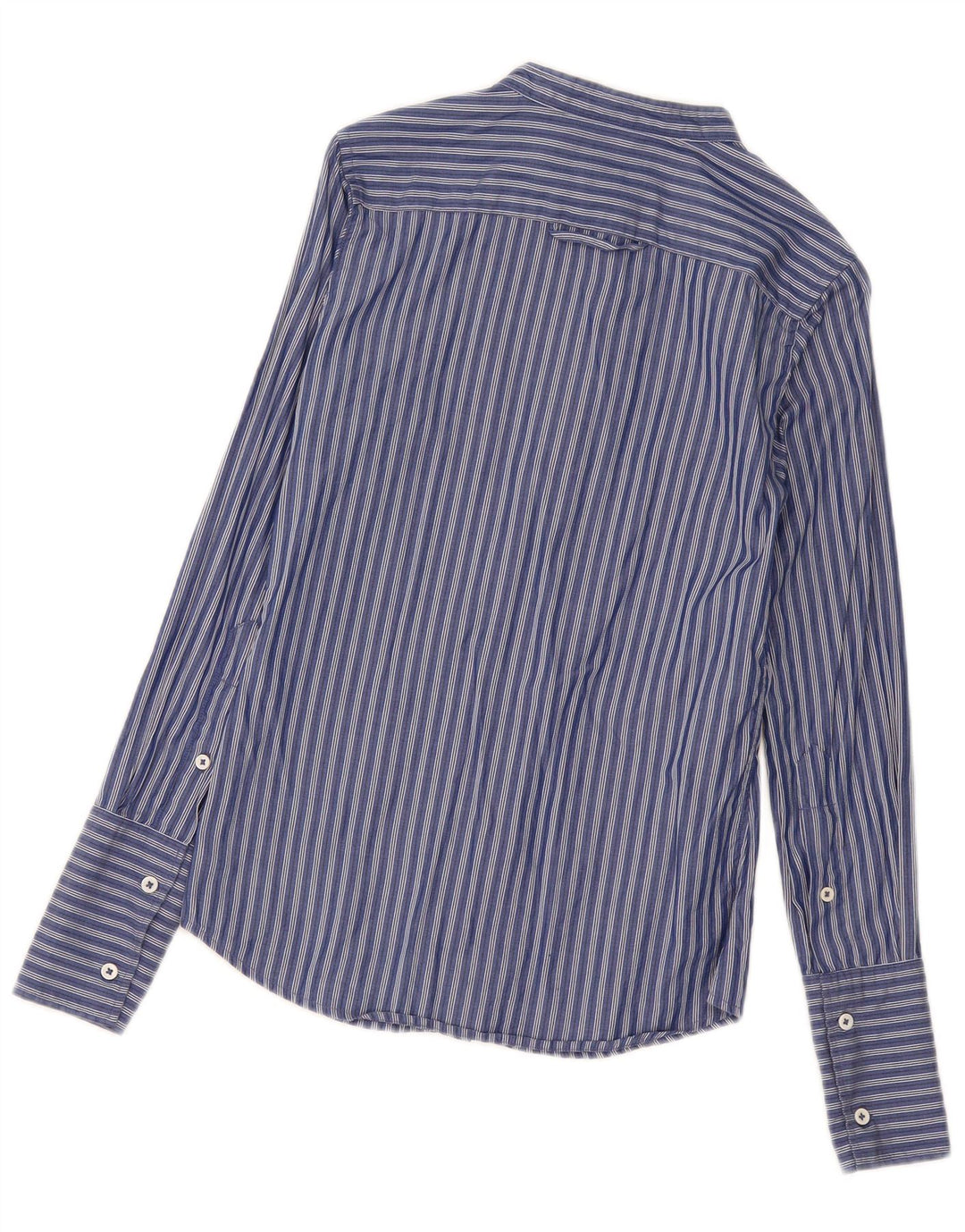 Camisa feminina Benetton UK 10 pequena listrada azul marinho