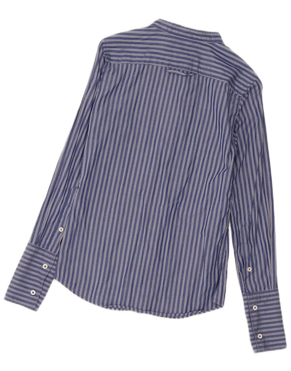 Camisa feminina Benetton UK 10 pequena listrada azul marinho