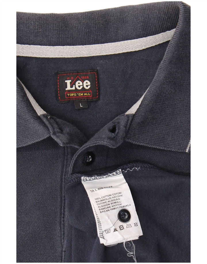 Camisa polo masculina LEE grande algodão azul marinho