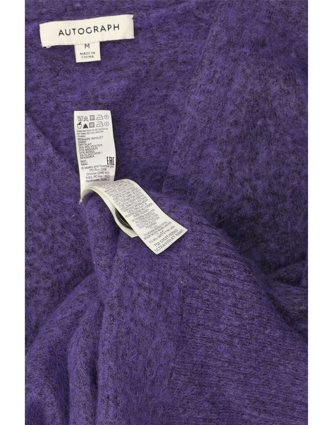 Suéter feminino Marks & Spencer Autograph Cardigan Reino Unido 14 Médio Roxo