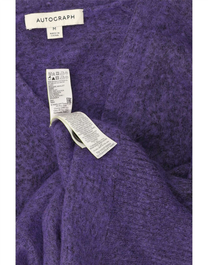 Suéter feminino Marks & Spencer Autograph Cardigan Reino Unido 14 Médio Roxo