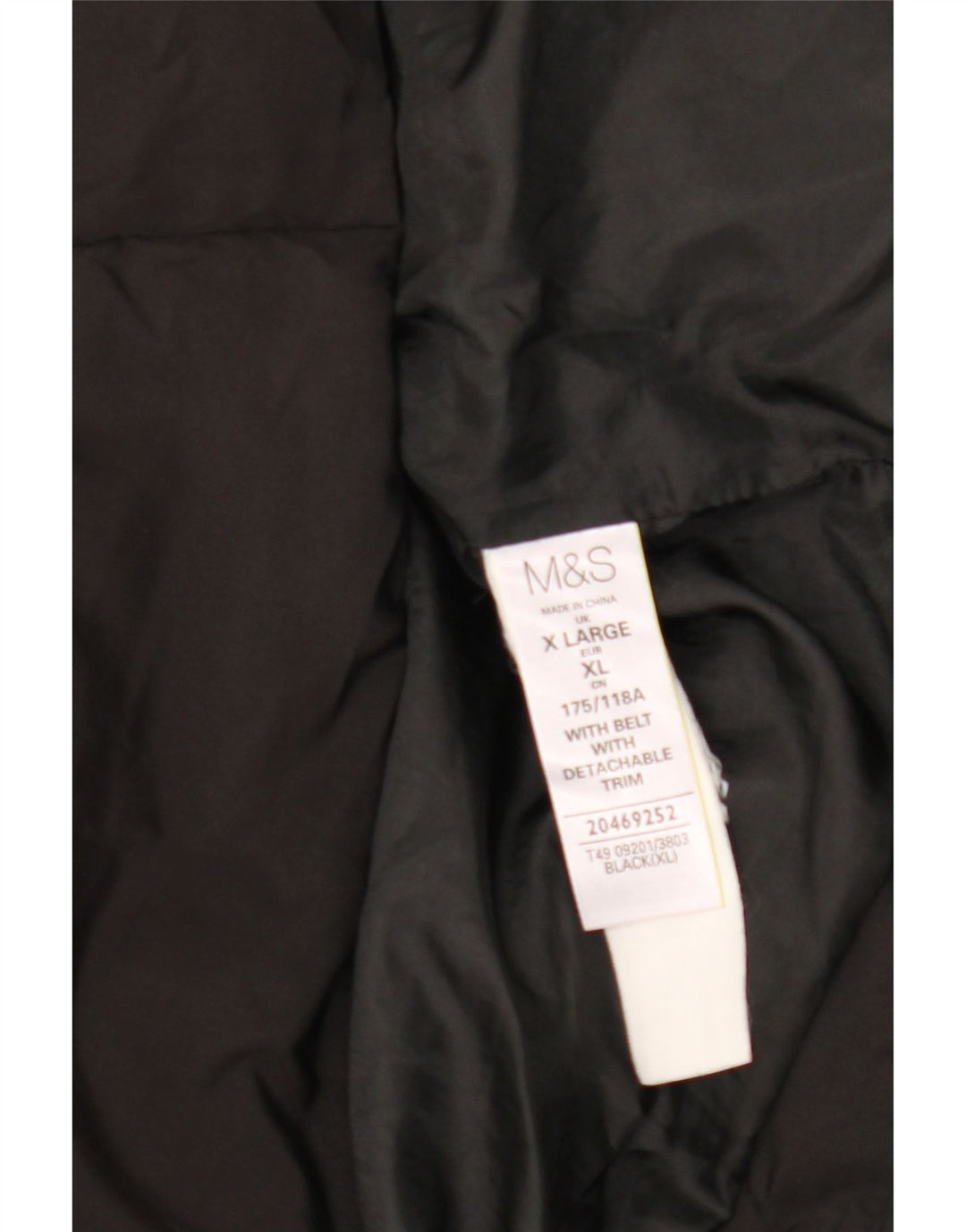 Casaco acolchoado com capuz feminino Marks & Spencer UK 18 XL poliéster preto