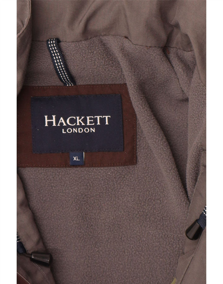 Jaqueta corta-vento masculina HACKETT com capuz gráfico Reino Unido 42 XL marrom nylon