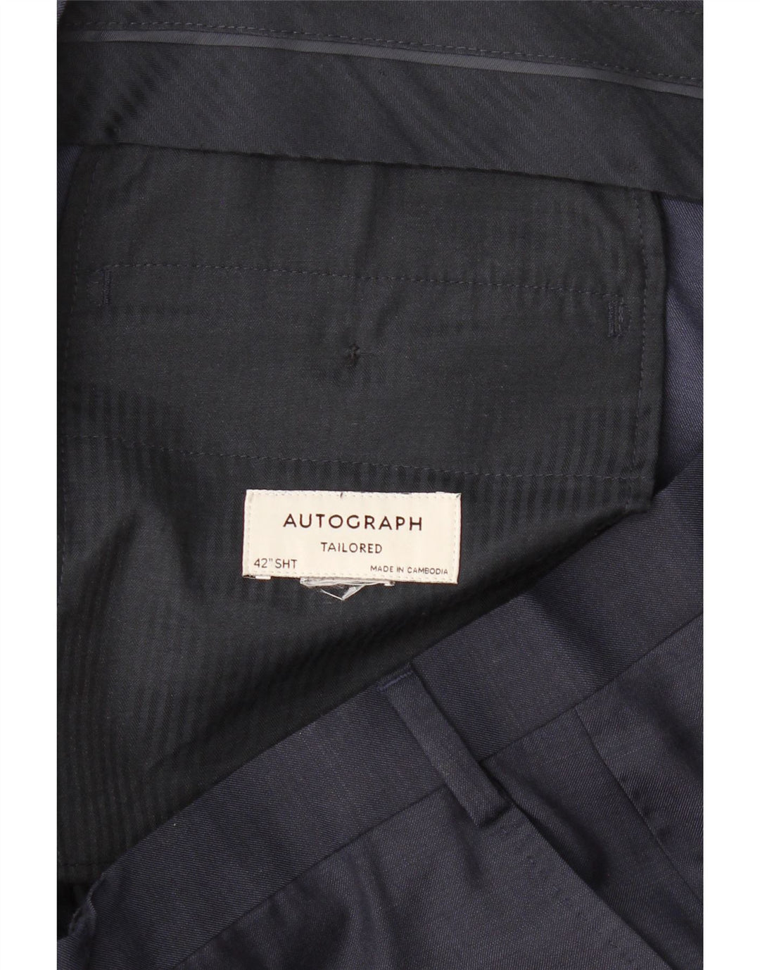 Calça masculina Autograph Slim Suit W42 L29 azul marinho