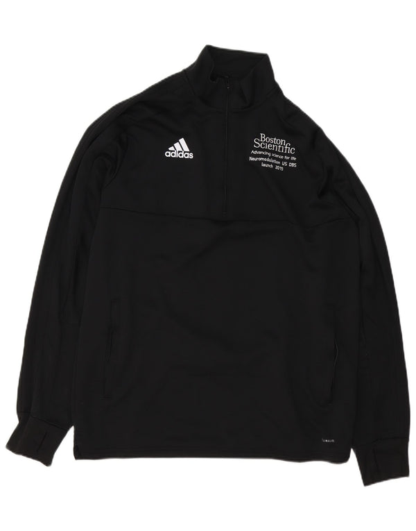 Adidas Mens Climalite Graphic Zip Neck Moletom Jumper Grande Preto