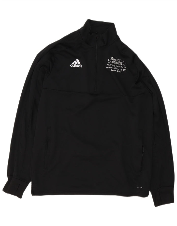 Adidas Mens Climalite Graphic Zip Neck Moletom Jumper Grande Preto