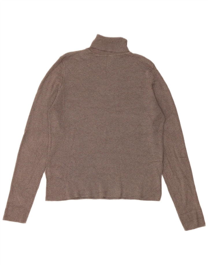 Top feminino Marks & Spencer manga comprida Reino Unido 16 grande viscose cinza