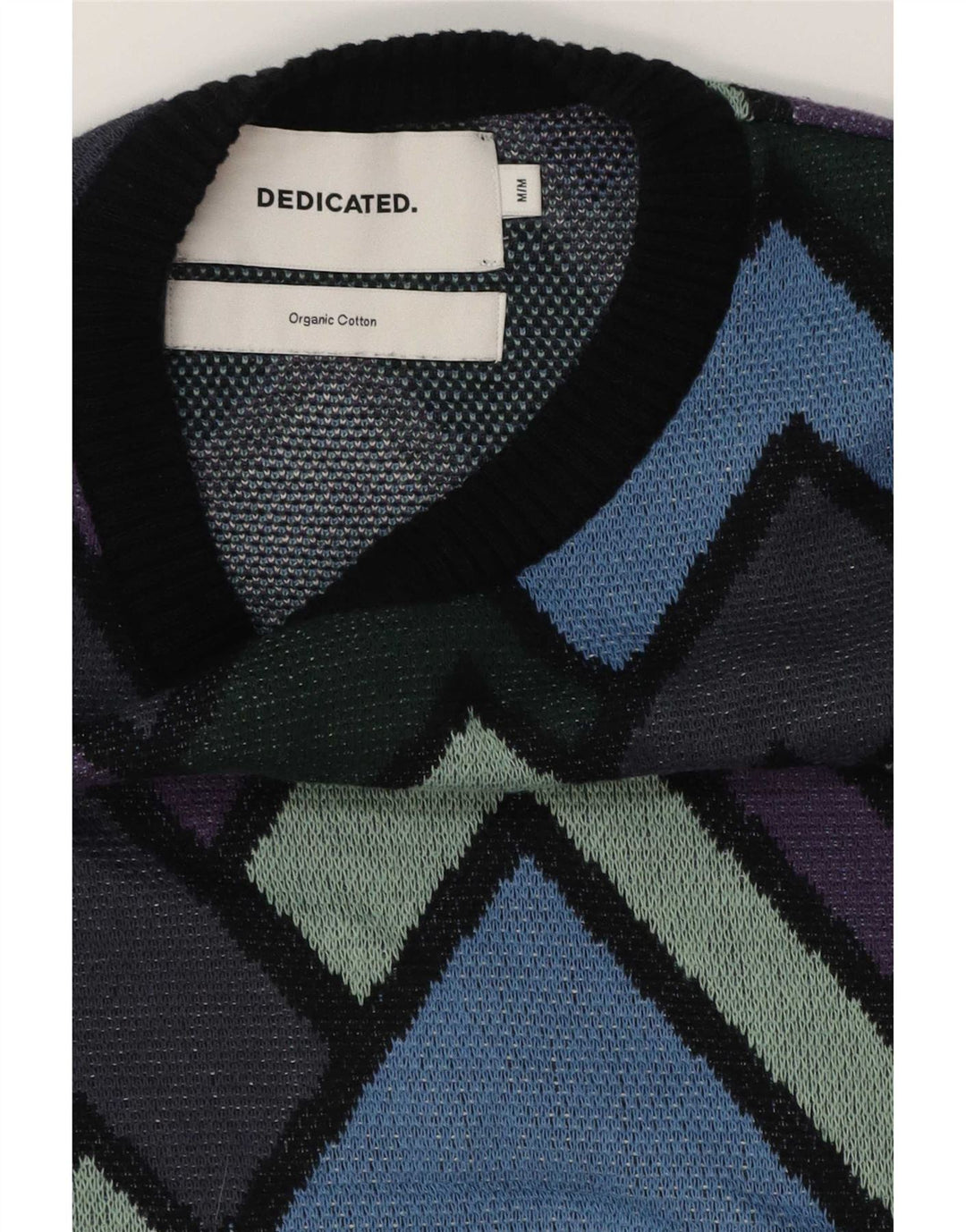 Suéter vintage masculino com gola redonda, algodão geométrico multicolorido médio