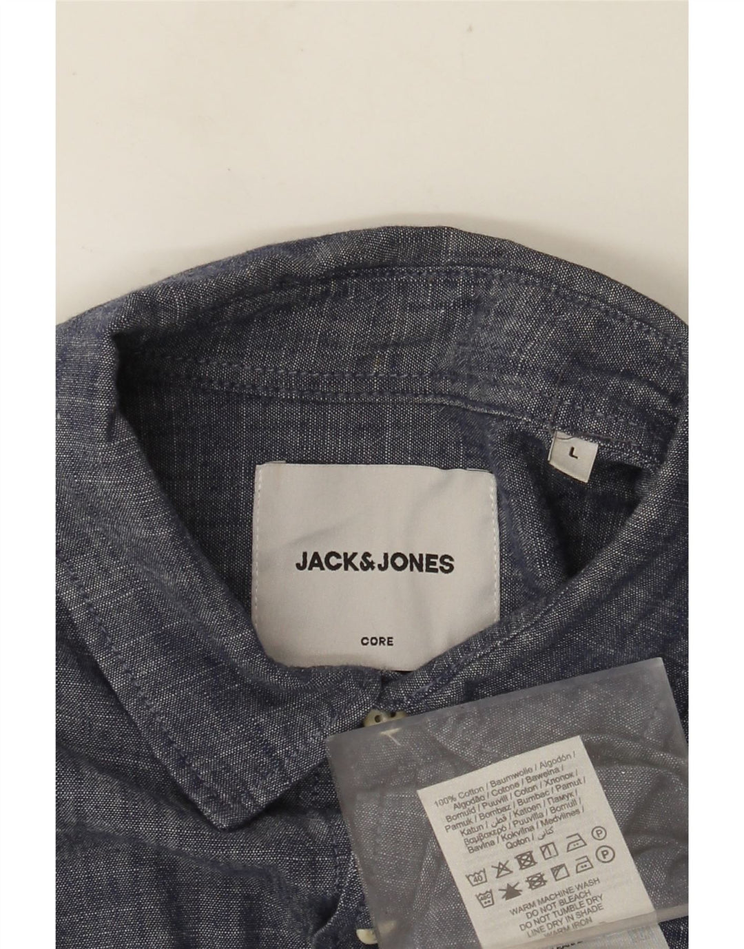 Camisa masculina JACK & JONES grande algodão manchado azul marinho