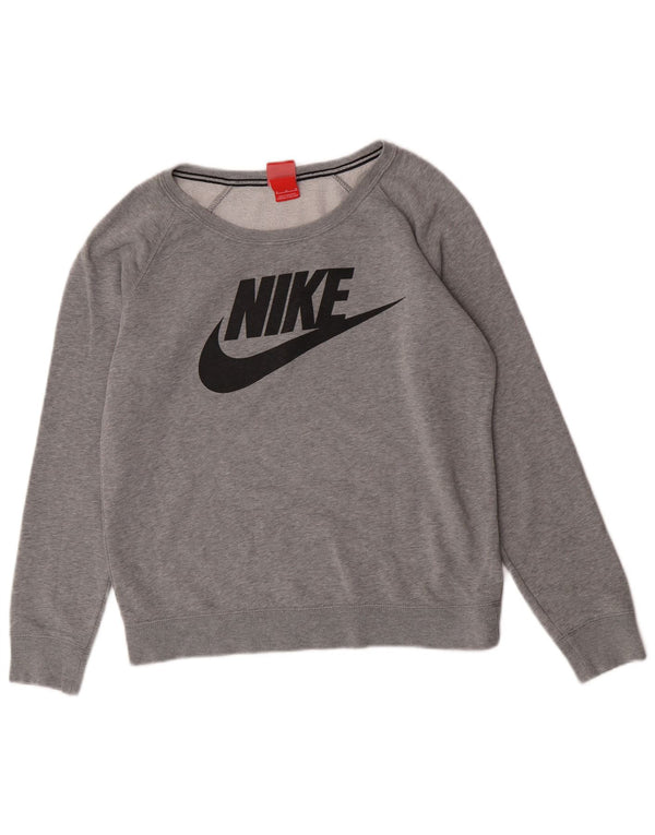 Moletom feminino Nike Graphic Loose Fit Jumper UK 14 Médio Algodão Cinza