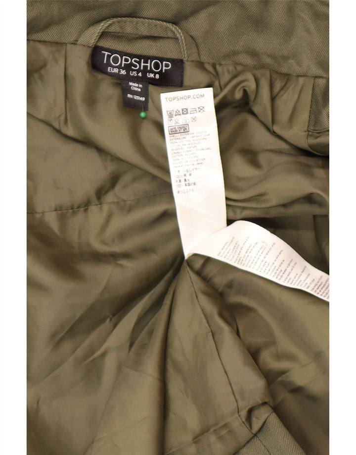 Jaqueta utilitária feminina Topshop Reino Unido 8 algodão cáqui pequeno