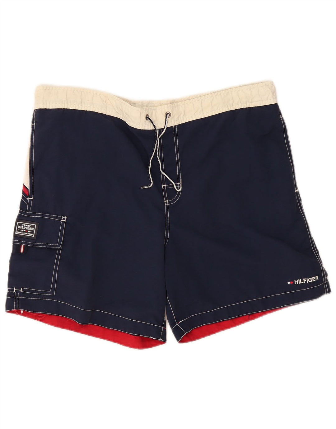 Shorts de natação masculino Tommy Hilfiger Cargo médio azul marinho colorblock