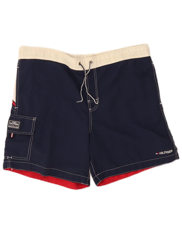 Shorts de natação masculino Tommy Hilfiger Cargo médio azul marinho colorblock