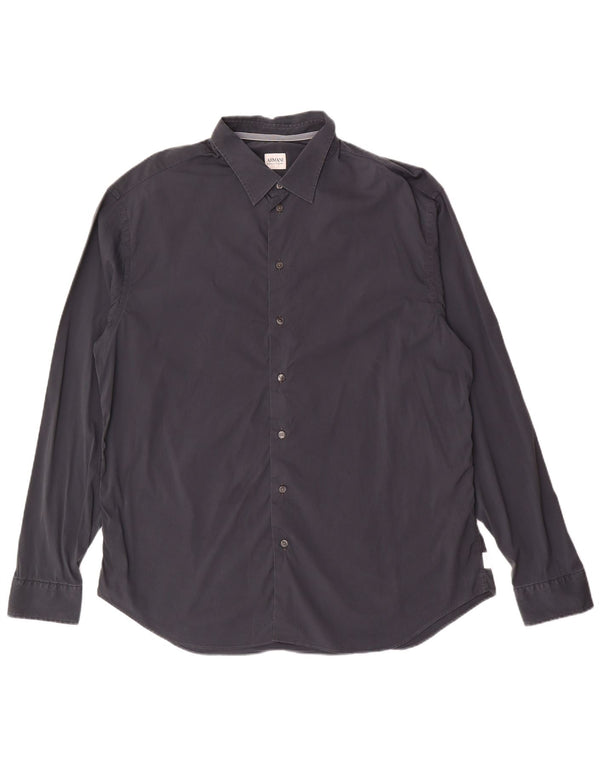 Camisa masculina Armani Collezioni 2XL algodão azul marinho