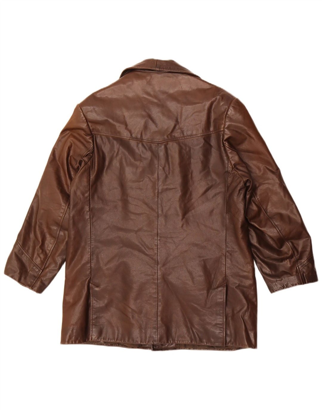 Jaqueta de couro masculina vintage UK 36 pequena marrom