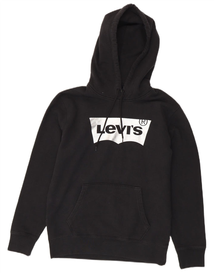 Suéter com capuz gráfico padrão masculino LEVI'S pequeno algodão preto
