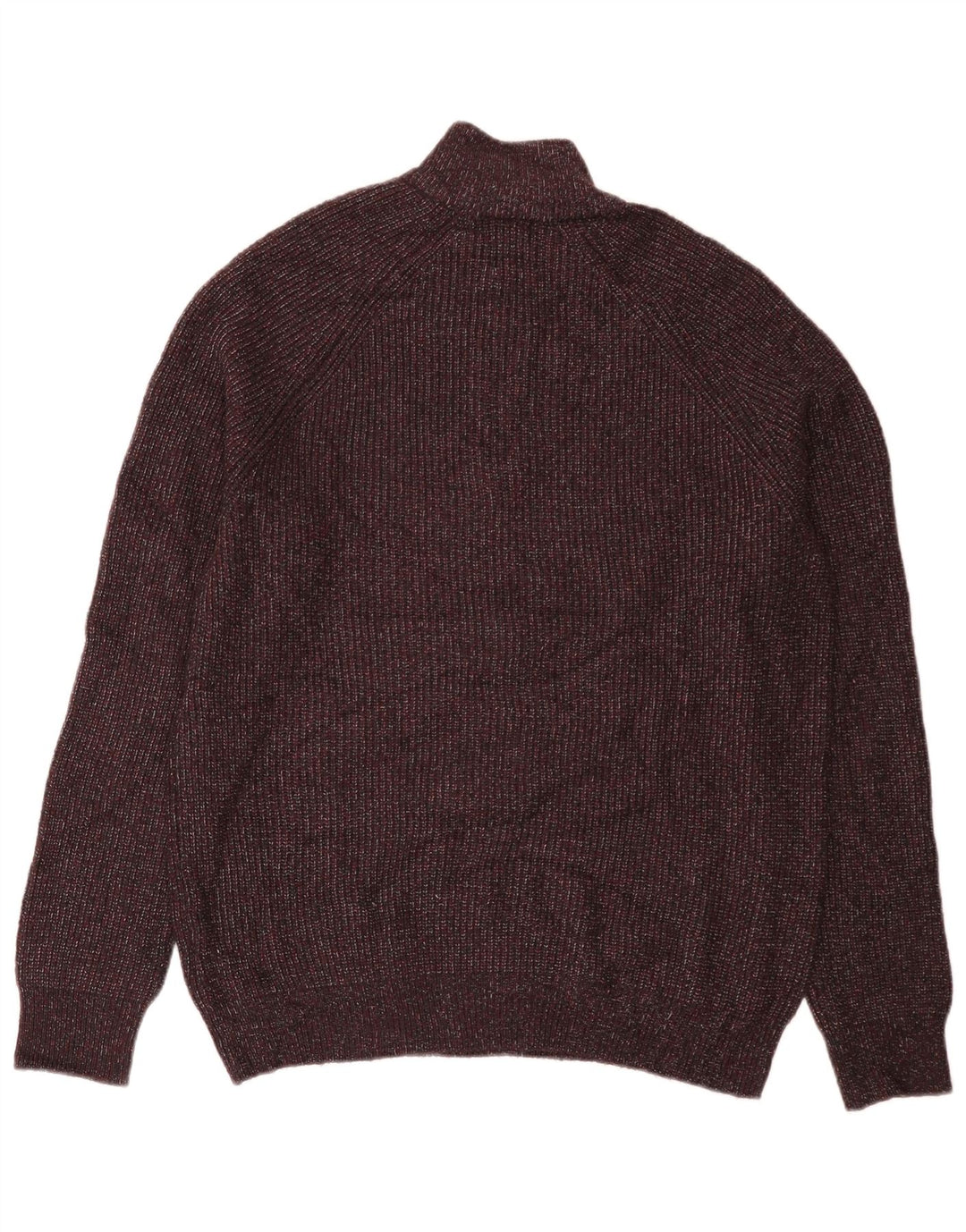 Suéter masculino Marks & Spencer com zíper e gola grande cor de vinho manchado
