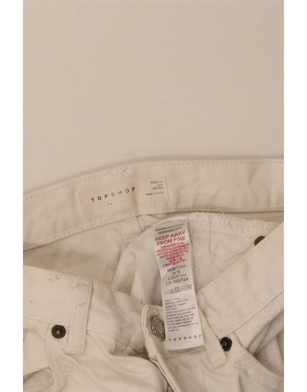 Shorts jeans feminino Topshop W28 poliéster branco médio