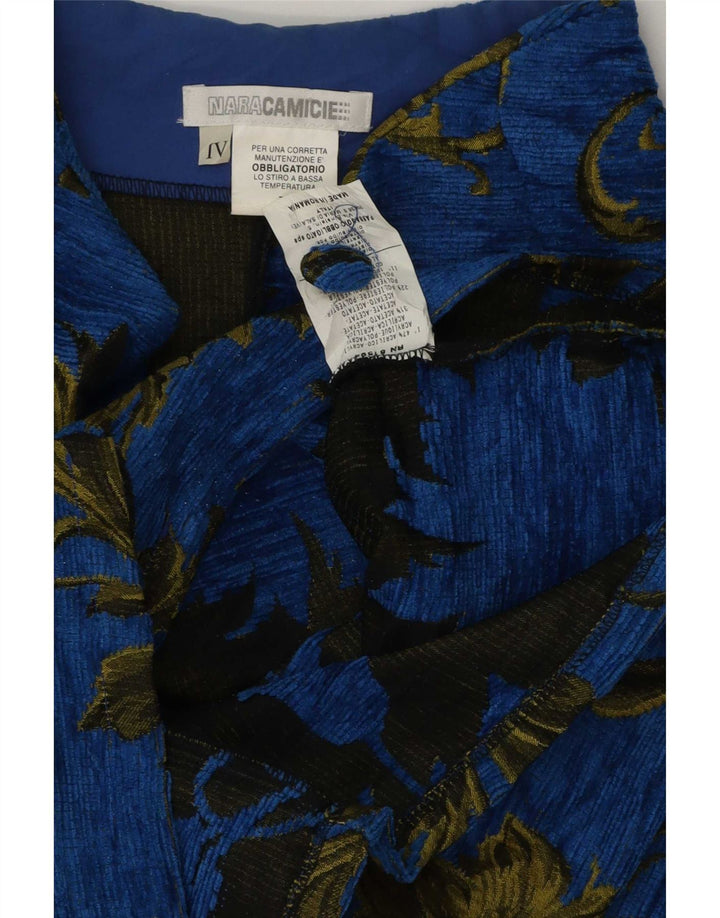 Jaqueta blazer feminina Naracamicie com 5 botões Reino Unido 16 grande azul floral acrílico