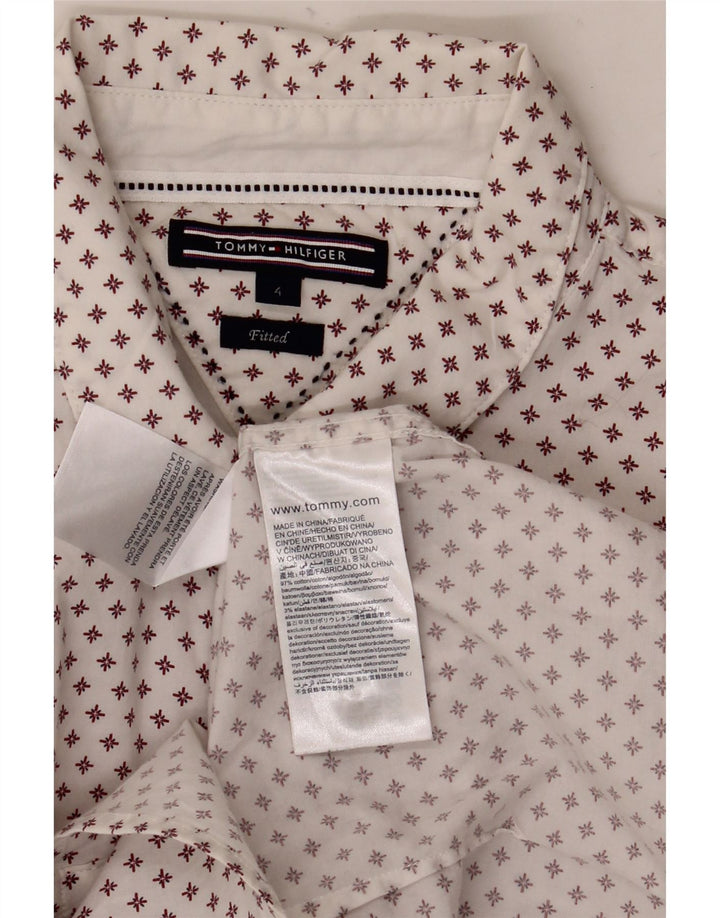 Camisa feminina Tommy Hilfiger com estampa abstrata justa EUA 4 algodão branco pequeno