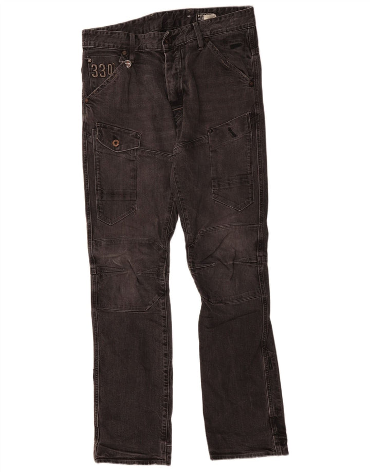 G-Star Masculino 3301 Cargo Straight Jeans W34 L32 Algodão Preto